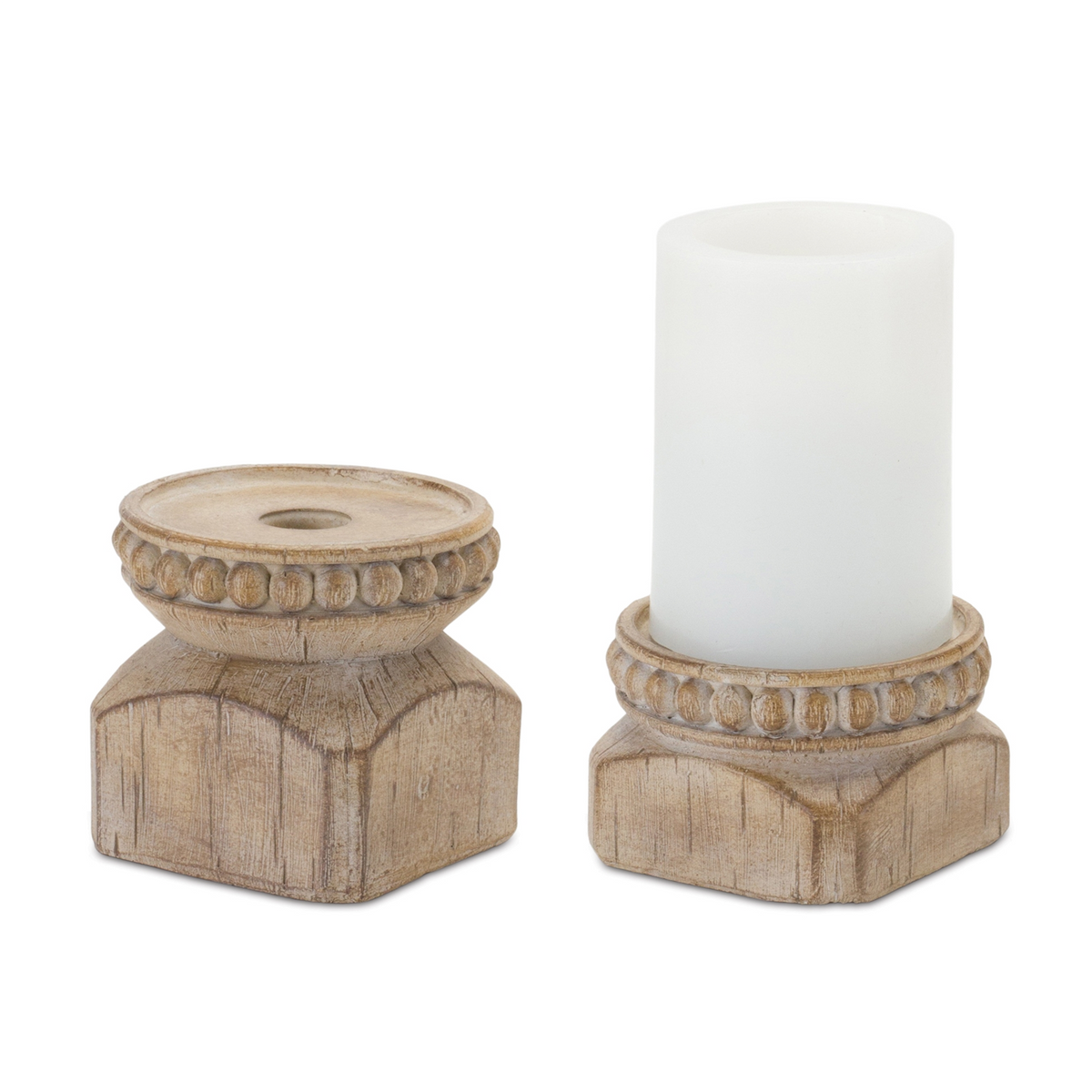 Beaded Wood Design Candle Holder (Set of 4)