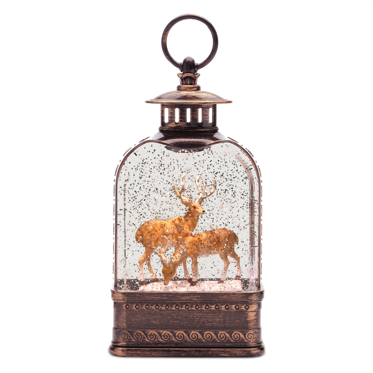 LED Deer Couple Snow Globe 11"H