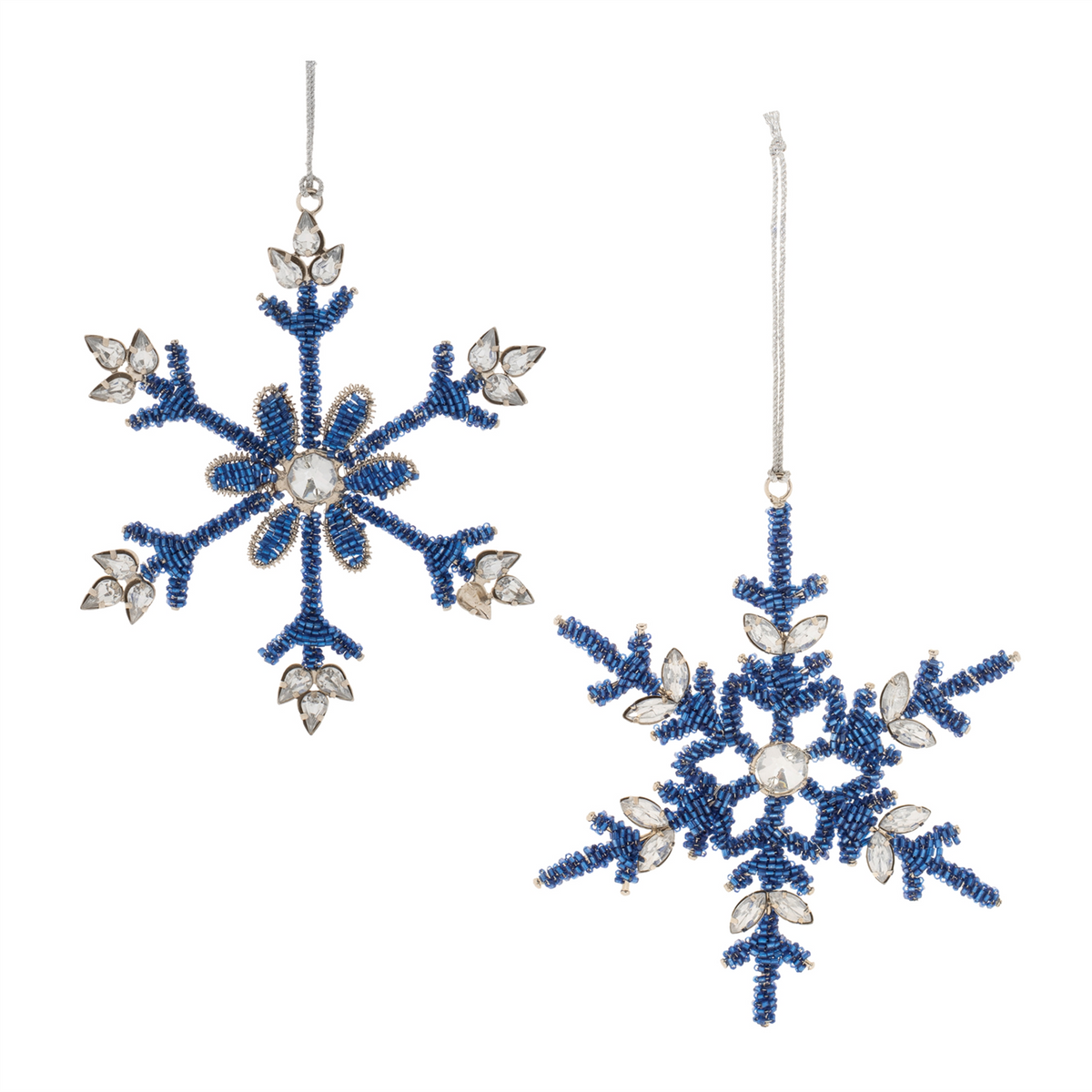 Beaded Metal Snowflake Ornament (Set of 12)