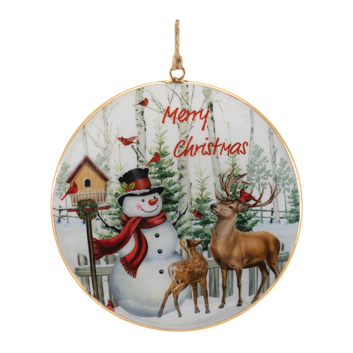Merry Christmas Woodland Disc Ornament (Set of 6)