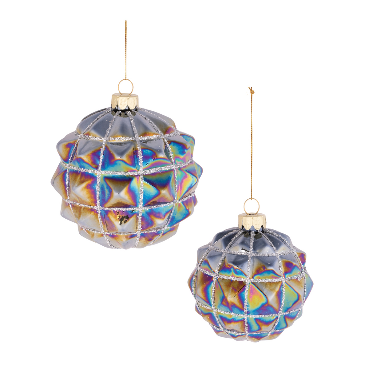 Ball Ornament (Set of 6) 3"D, 4"D Glass