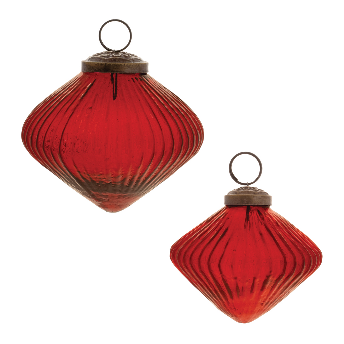 Ribbed Glass Diamond Ornament (Set of 12)