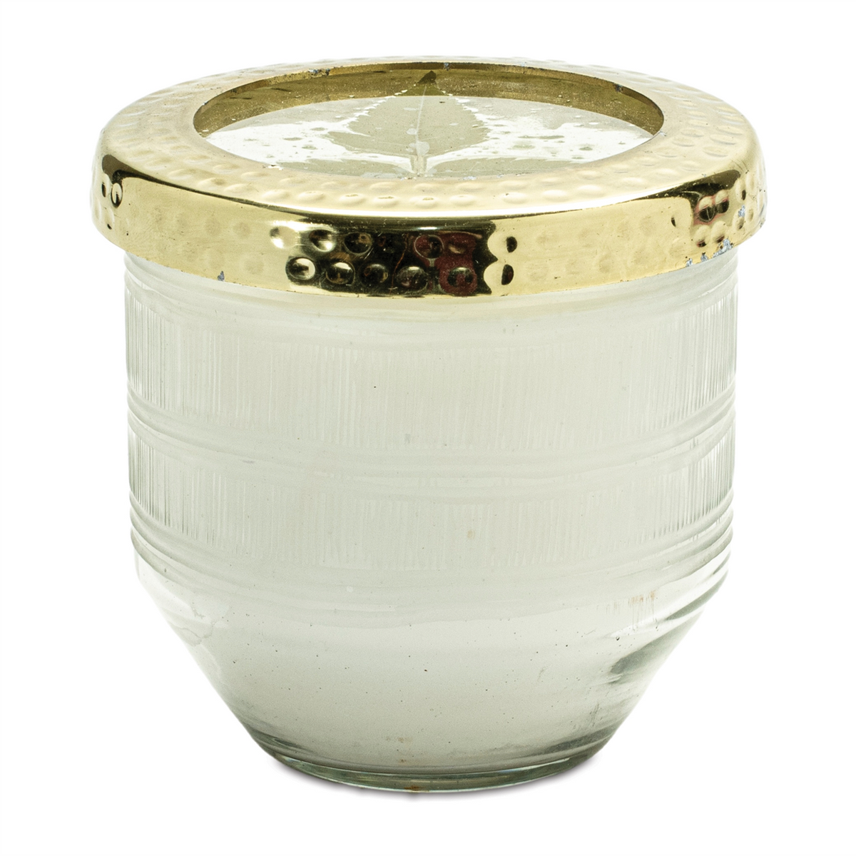 Whit Currant Scented Soy Candle with Pressed Floral Lid 4.25"D