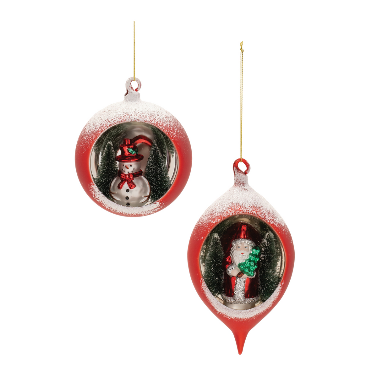 Mercury Glass Ornament with Pine Trees (Set of 6)