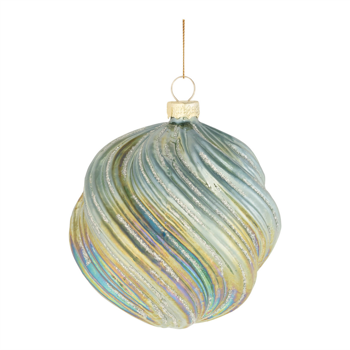 Green Iridescent Ball Ornaments (Set of 6)