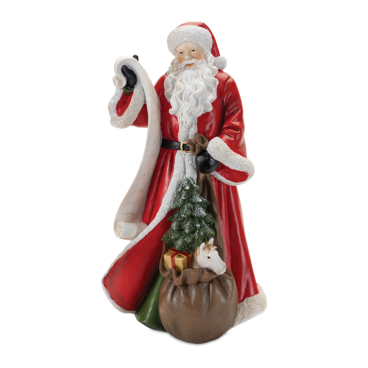 Santa w/List 16”H Resin