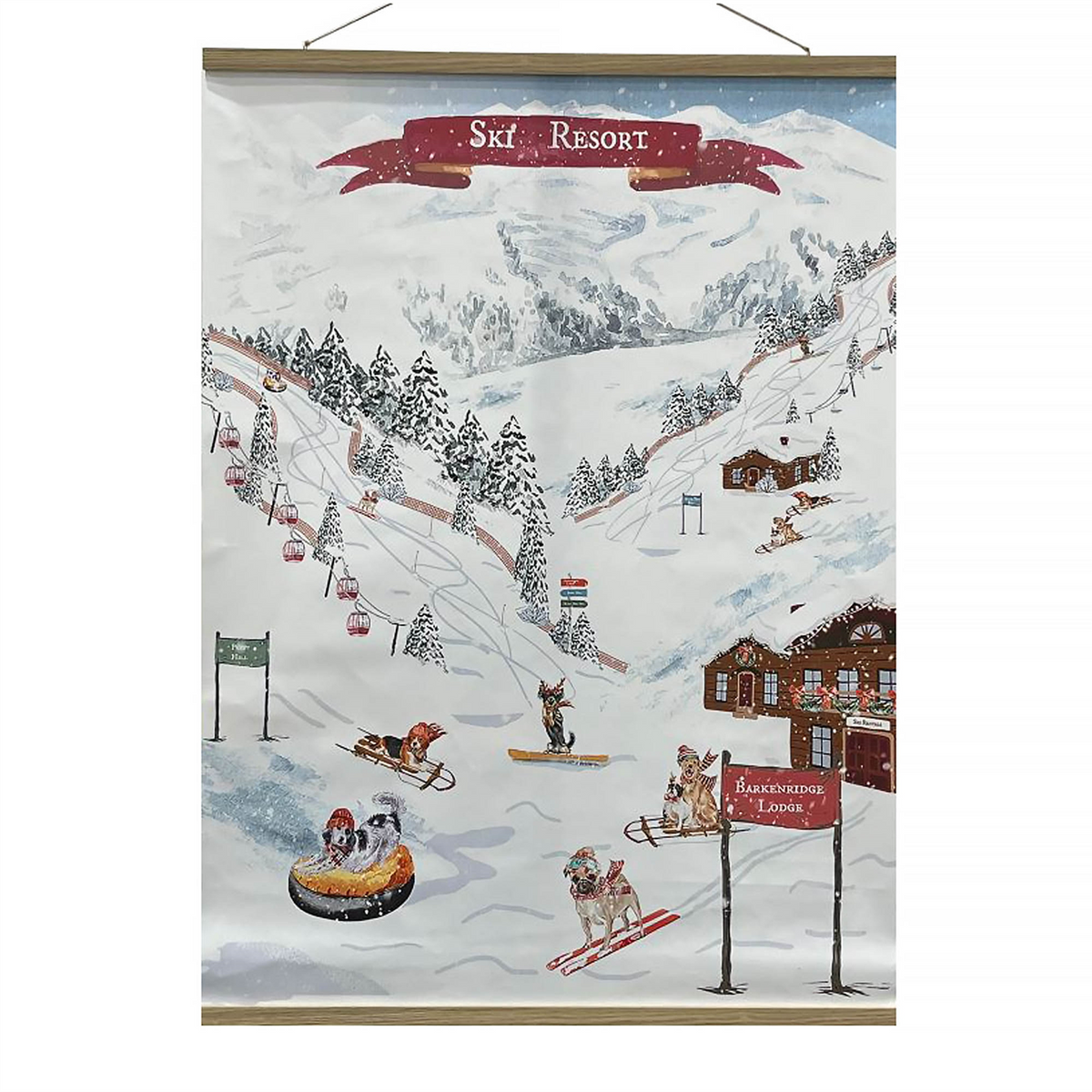 Winter Dogs Ski Resort Banner 48"H