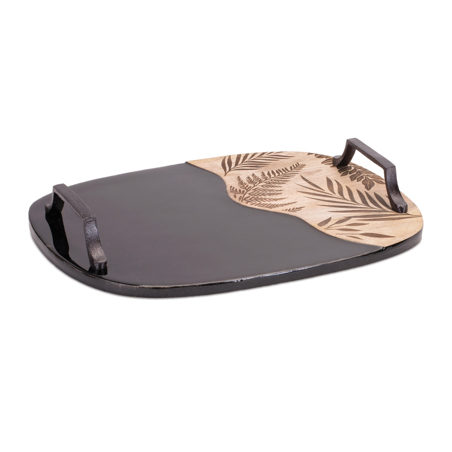 Tray 17"L x 12.5"W x 2.5"H Wood/Aluminum