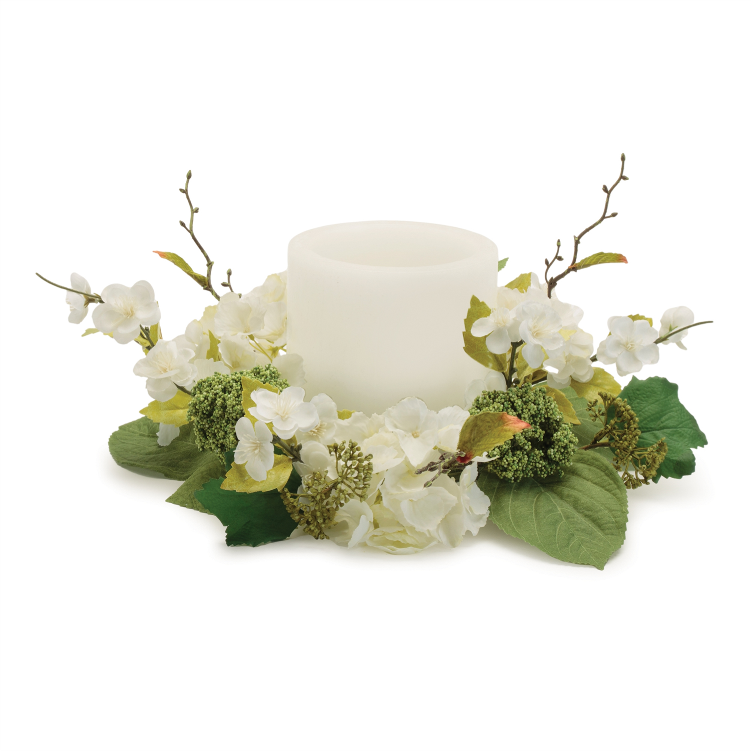 Hydrangea Candle Ring (Set of 2) 15"D Fabric (Fits a 4" Candle)