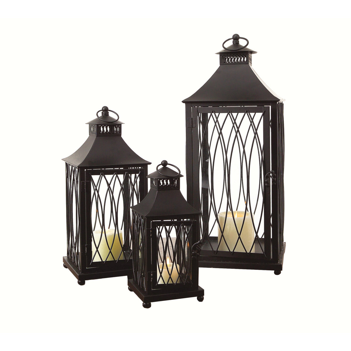 Traditional Black Metal Lantern (Set of 3)