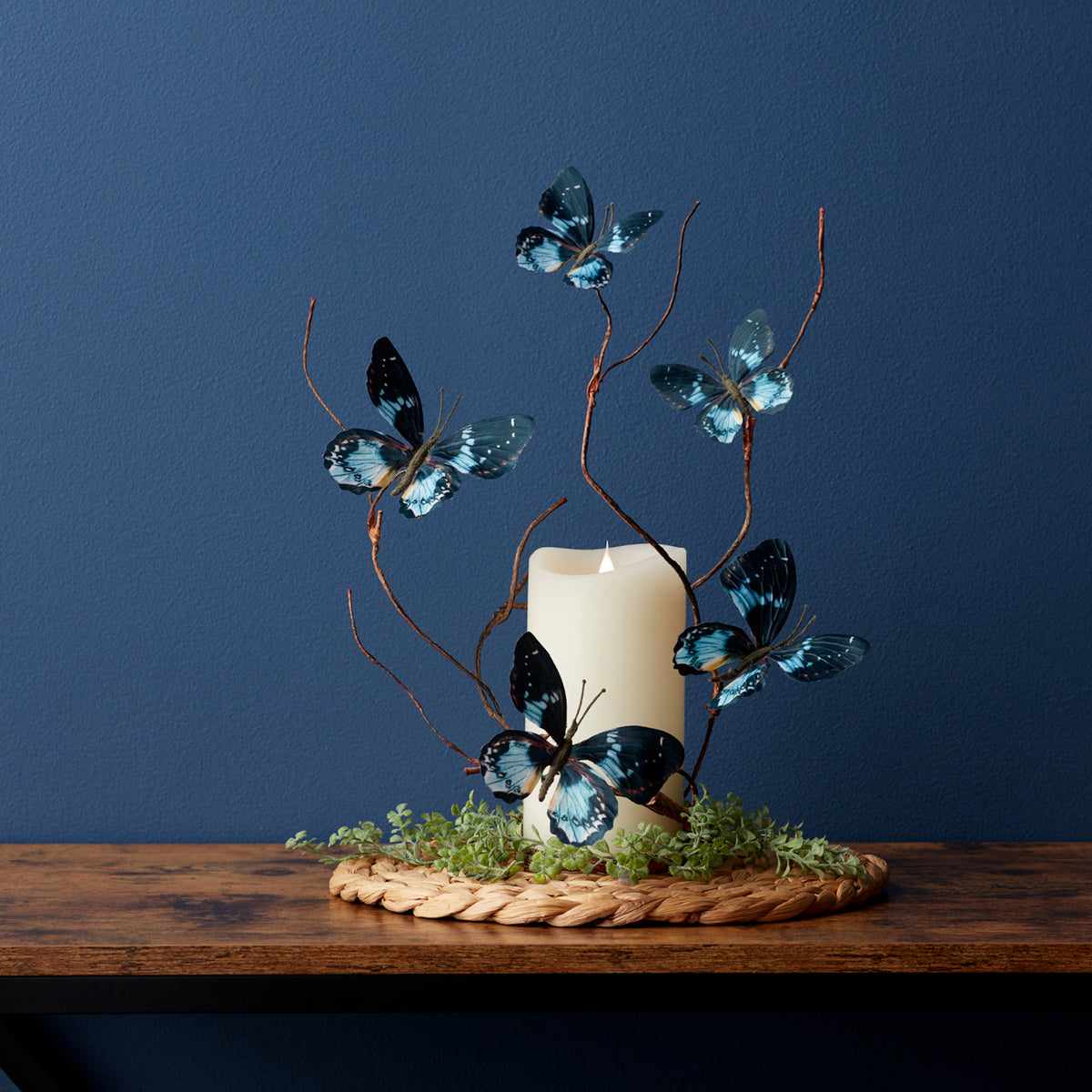 Blue and Black Wire Butterfly Spray (Set of 6)
