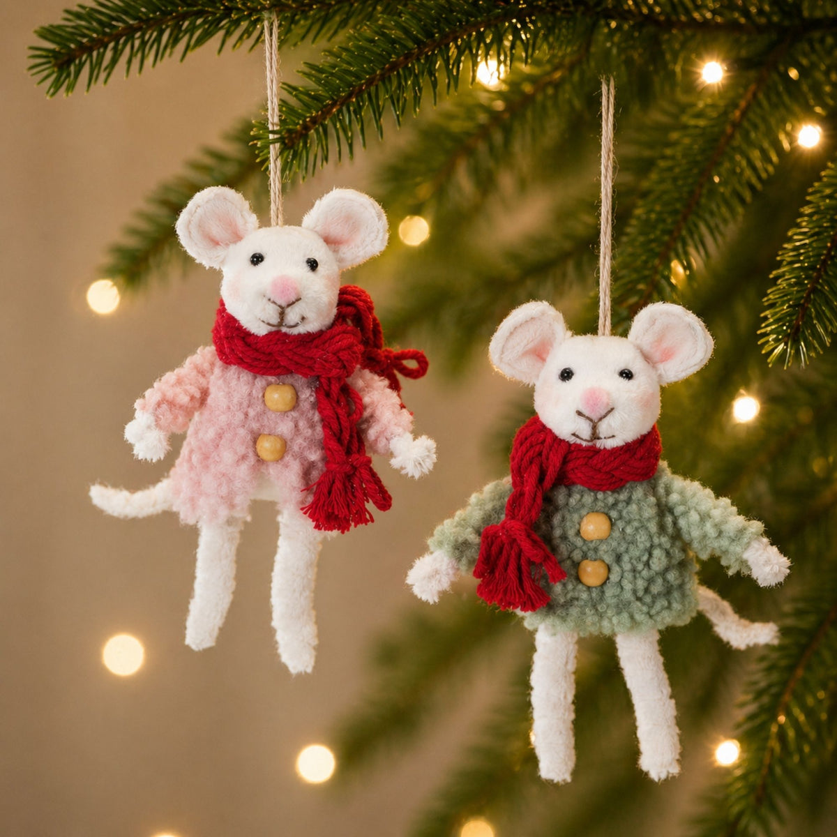 Winter Mouse Ornament (Set of 6)