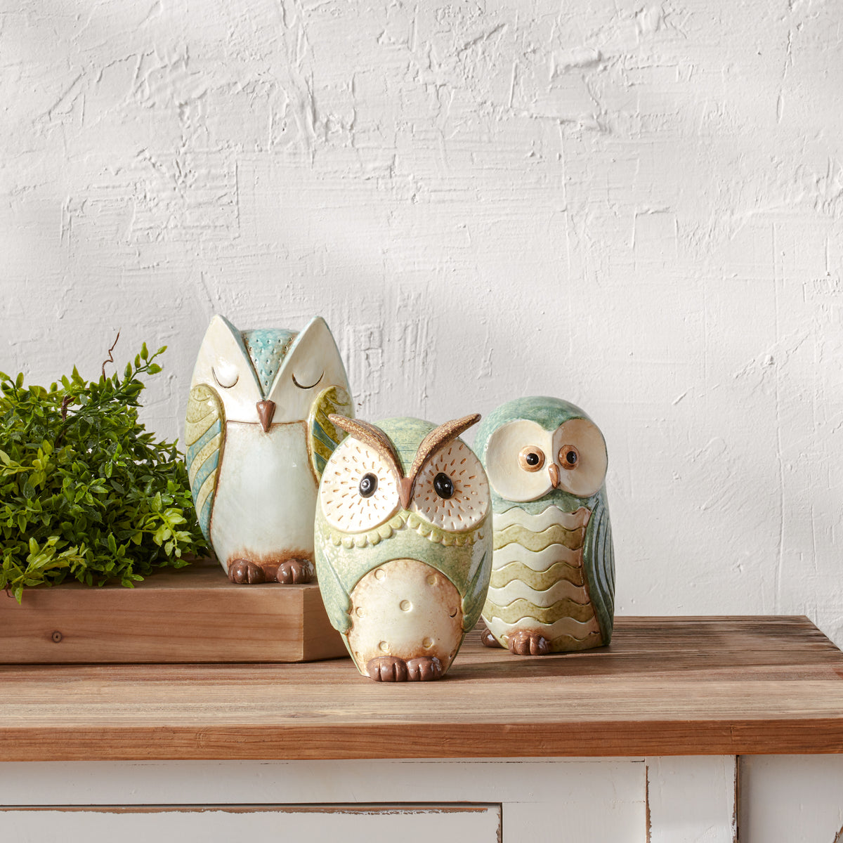 Terra Cotta Owl Figurine (Set of 3)