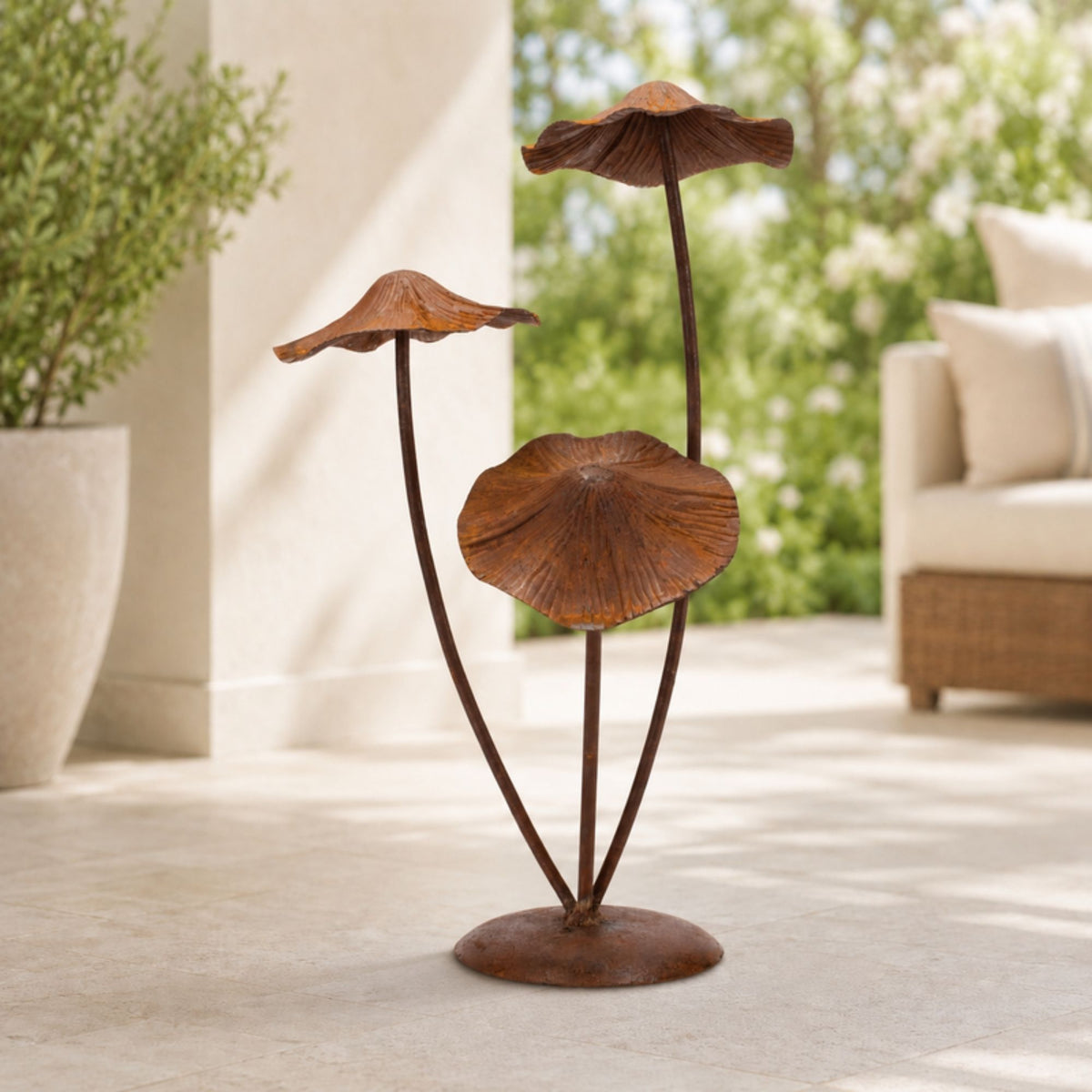Bronze Metal Mushroom Garden Accent 18.25"H